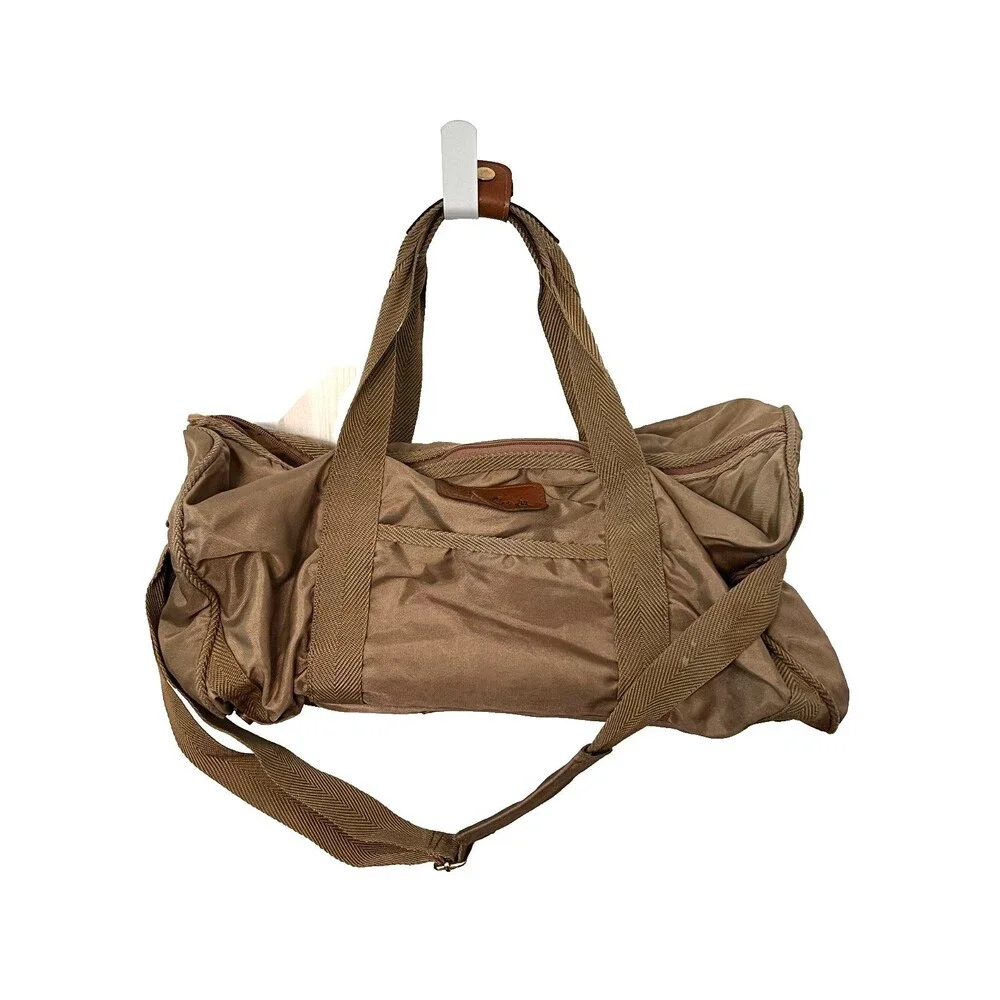 Vintage PIERRE CARDIN Duffle Travel Gym Weekend Bag Nylon Khaki Shoulder Strap